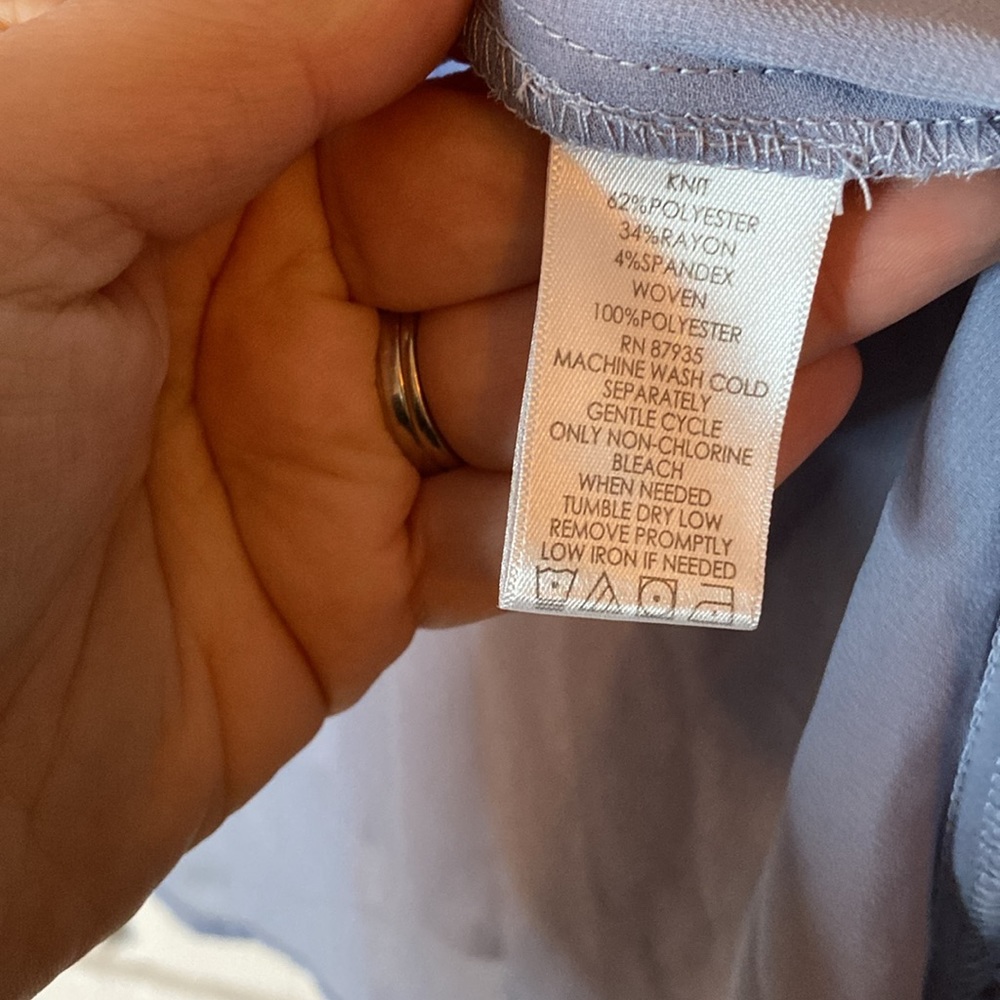 LOGO Lori Goldstein blue open front‎ cardigan Swiss dot detail - Picture 5 of 7